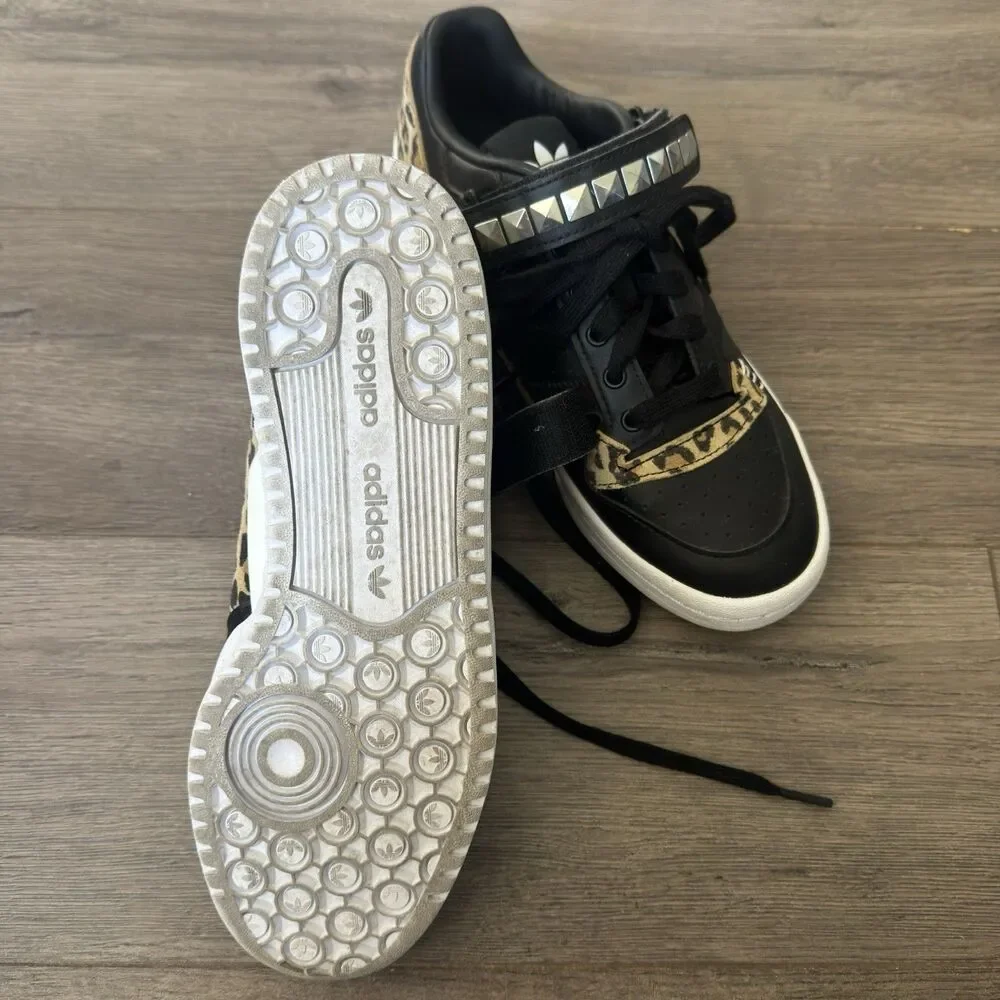 adidas Forum Low J Black Leopard GZ0803 Studded Sneakers US 6.5 Women’s 8